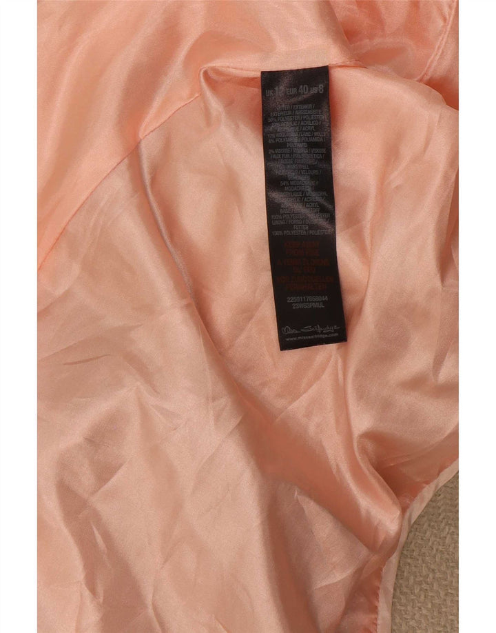 Sobretudo feminino Topshop UK 12 poliéster colorblock bege médio