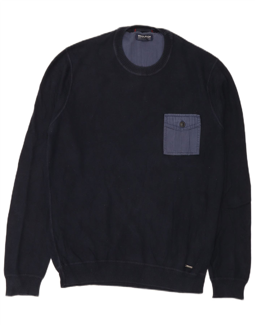 Suéter masculino Woolrich com gola redonda e algodão azul marinho pequeno