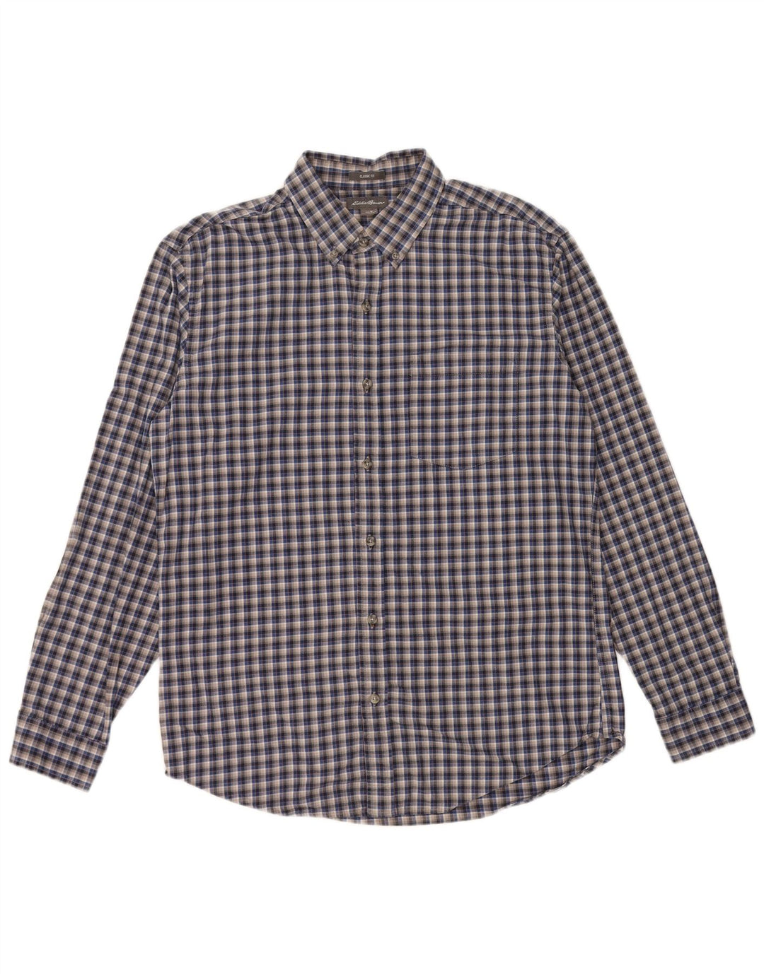 EDDIE BAUER Camisa masculina de flanela clássica de ajuste cinza médio algodão xadrez