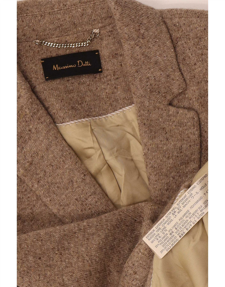 Jaqueta blazer feminina Massimo Dutti com 2 botões UE 38 pequena lã manchada bege