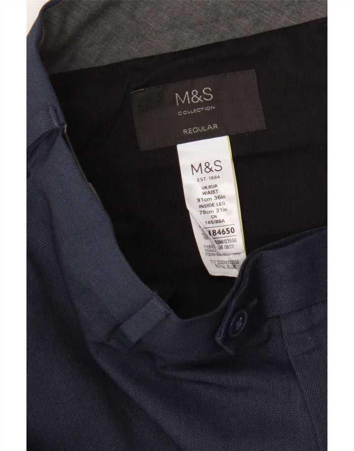 Calça masculina reta regular Marks & Spencer W36 L31 azul marinho