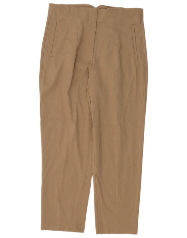 Zara Calça feminina casual cintura alta cônica grande W30 L27 bege