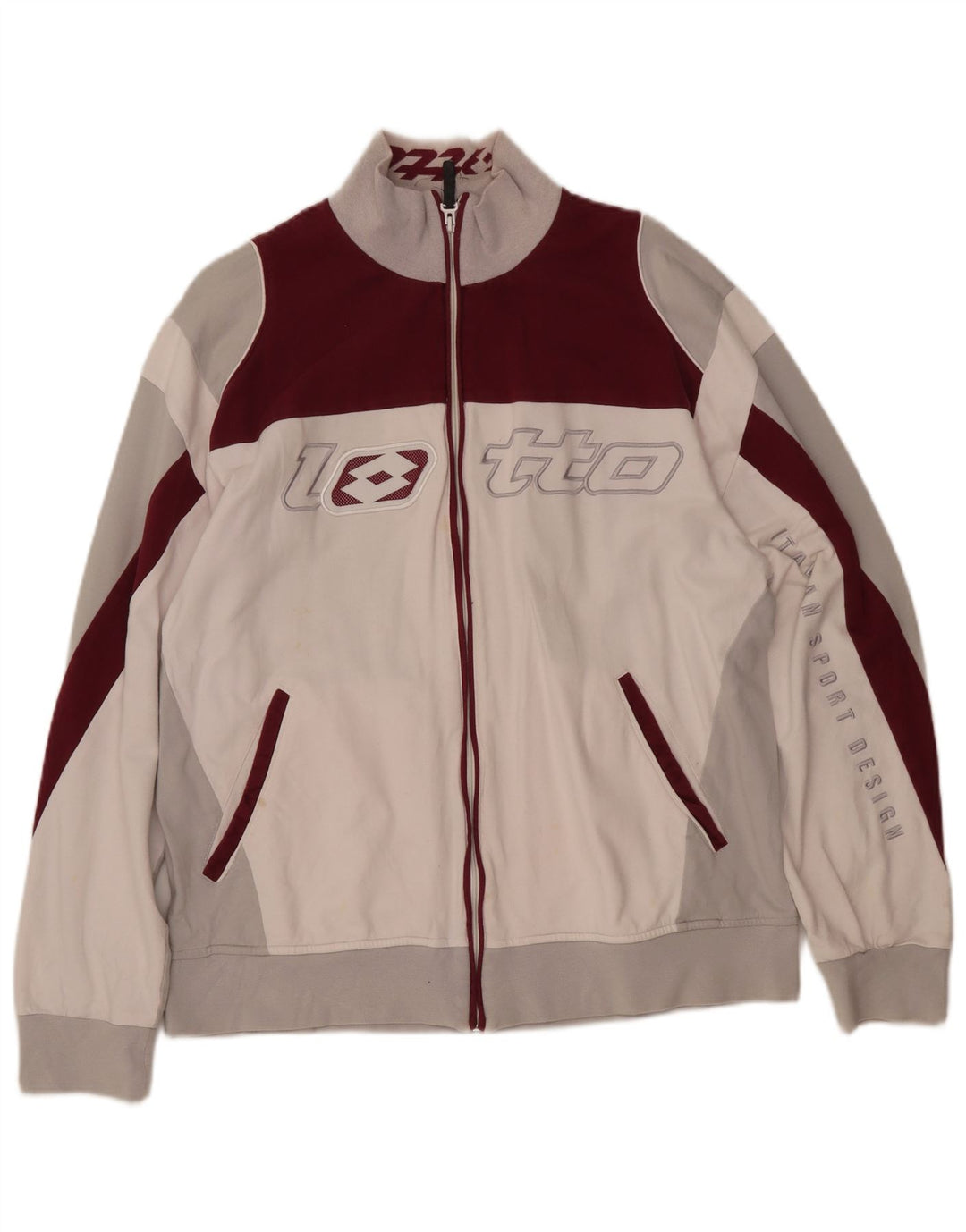 LOTTO Jaqueta feminina de agasalho gráfico UK 18 XL branco colorblock