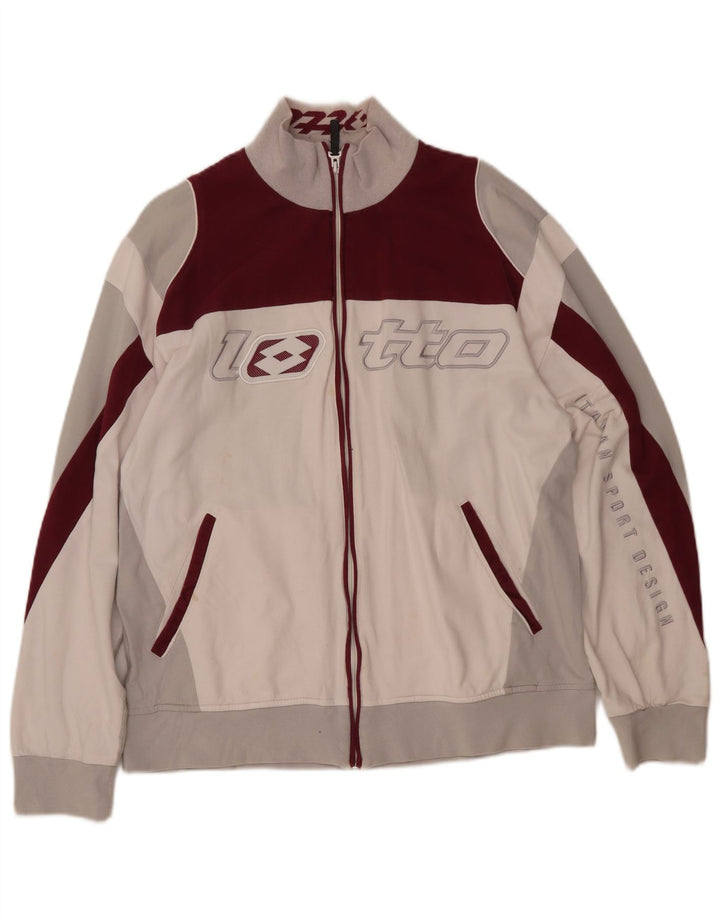 LOTTO Jaqueta feminina de agasalho gráfico UK 18 XL branco colorblock