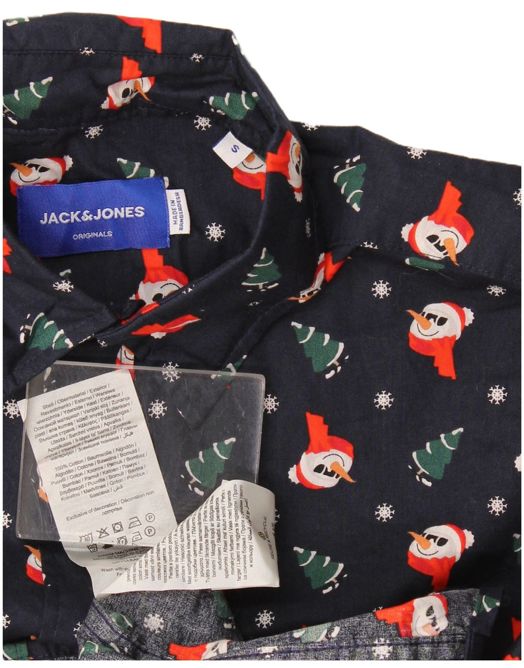 Camisa masculina Jack & Jones com estampa abstrata pequena azul marinho Natal