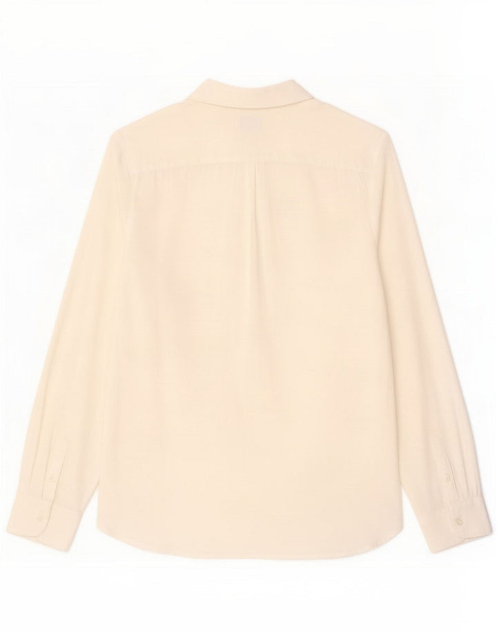 Camisa feminina oversized Benetton Reino Unido 10 pequena viscose branca