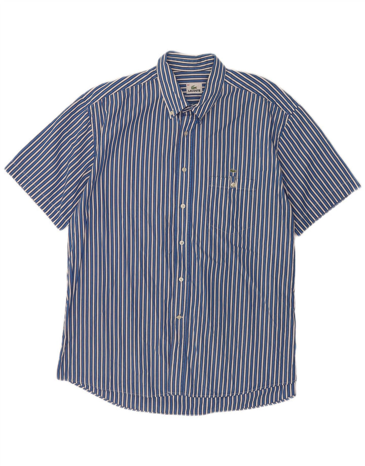 Lacoste camisa masculina de manga curta tamanho 44 XL listra azul