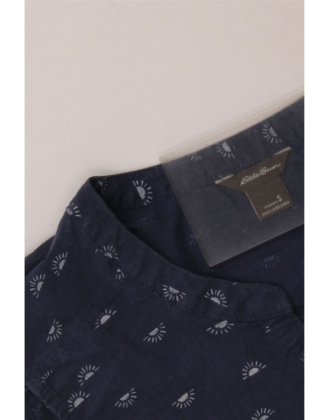 Blusa feminina EDDIE BAUER sem mangas Reino Unido 10 pequena azul marinho manchada