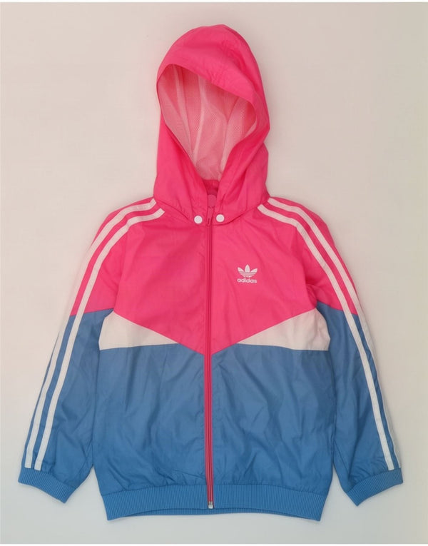 Jaqueta de treino com capuz Adidas para meninas 6-7 anos rosa colorblock