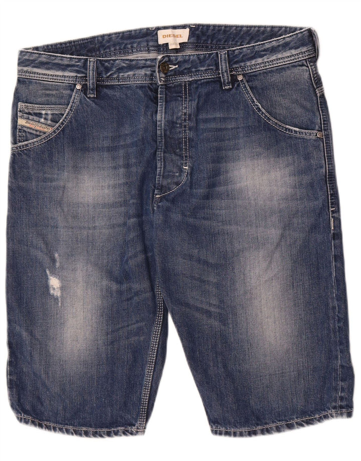 Shorts jeans masculino diesel desgastado W33 algodão azul médio