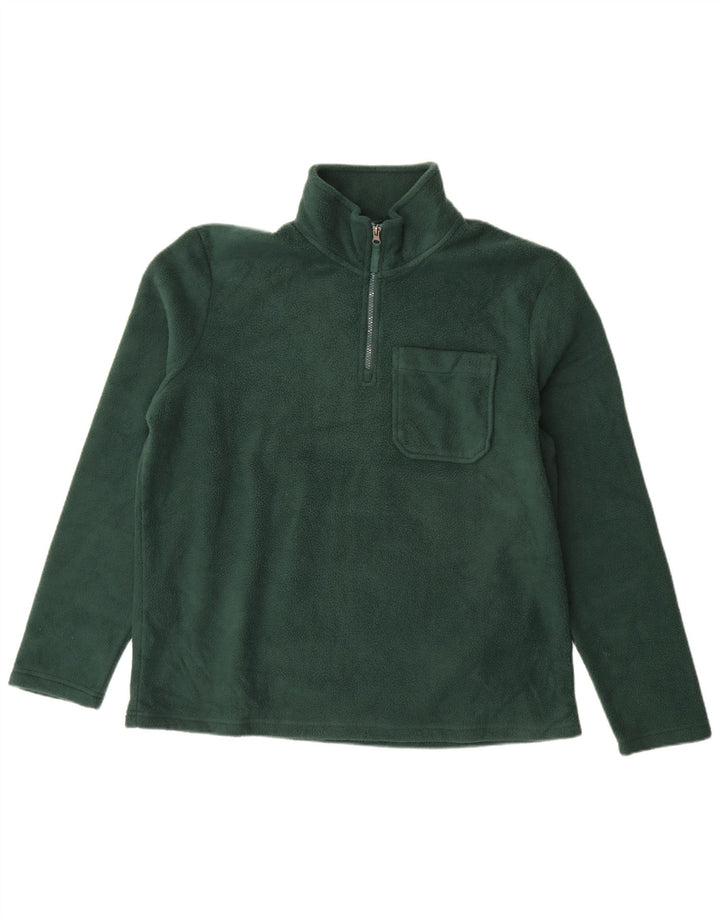Suéter de lã masculino Marks & Spencer com zíper e gola grande poliéster verde