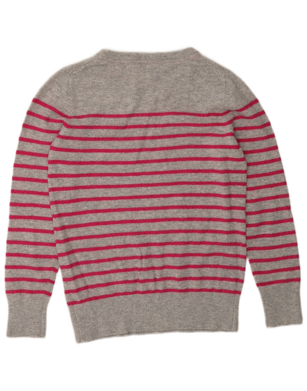 Suéter feminino Crew Clothing com gola canoa UK 12 listrado cinza médio