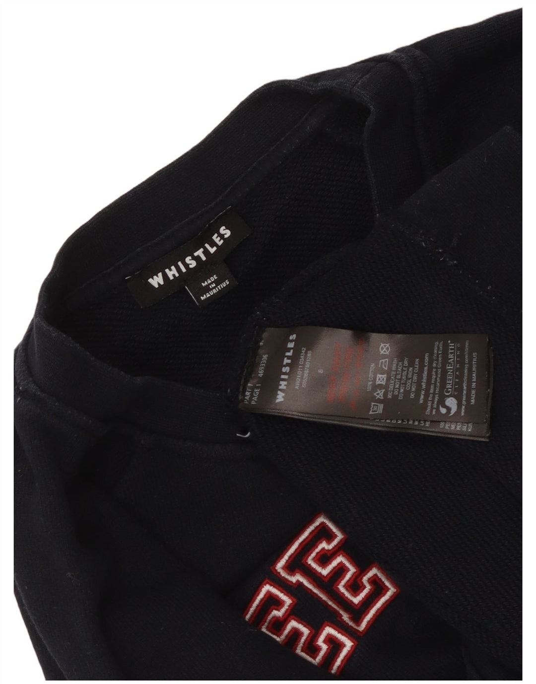 WHISTLE Suéter feminino com estampa gráfica de fim de semana Reino Unido 10 pequeno azul marinho