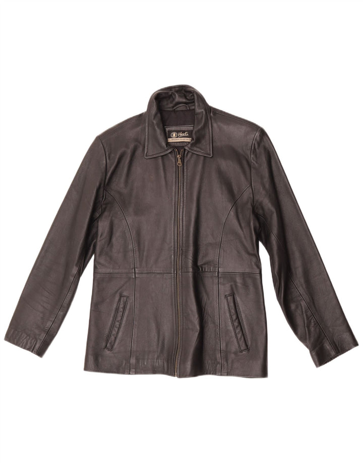 Jaqueta de couro feminina Heeli UK 18 XL couro preto