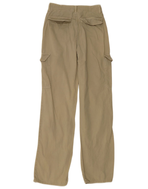 Calça cargo reta feminina Zara EU 34 2XS W24 L32 algodão cáqui