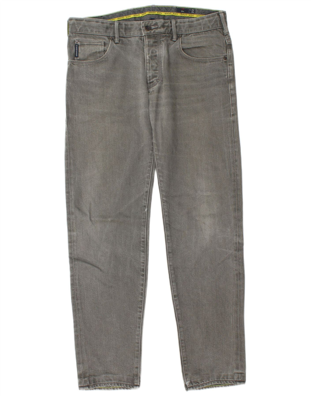 Armani Mens Slim Jeans W34 L34 Cinza Algodão