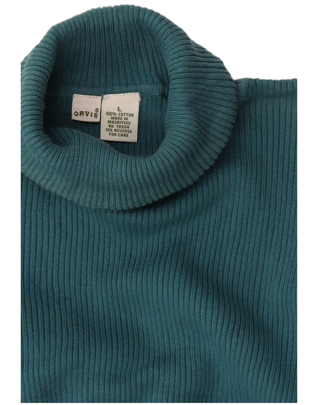 Suéter feminino ORVIS com gola redonda e algodão azul grande Reino Unido 16