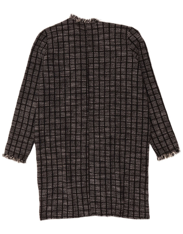 Suéter cardigã feminino Zara solto UK 14 médio preto geométrico