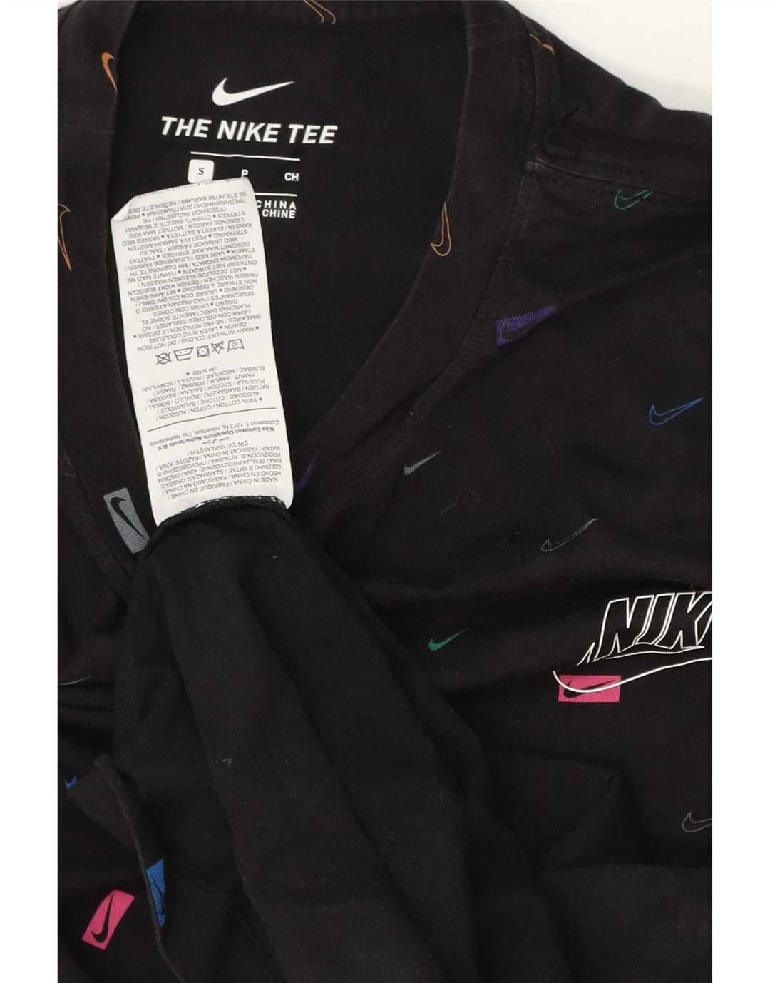 Camiseta Nike masculina gráfica top pequeno algodão preto