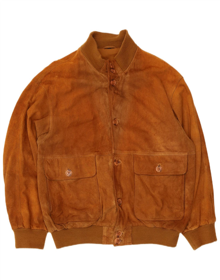 Jaqueta bomber masculina vintage de camurça IT 54 2XL bege