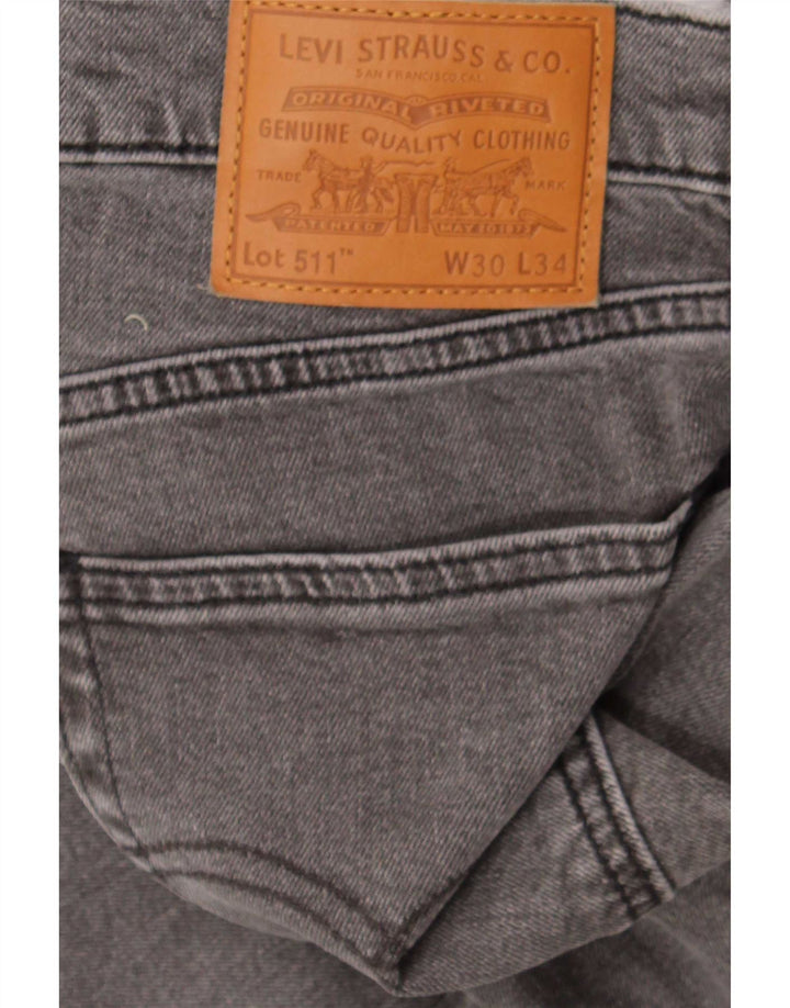 Levi's Mens 511 Slim Jeans W30 L30 Grey Cotton