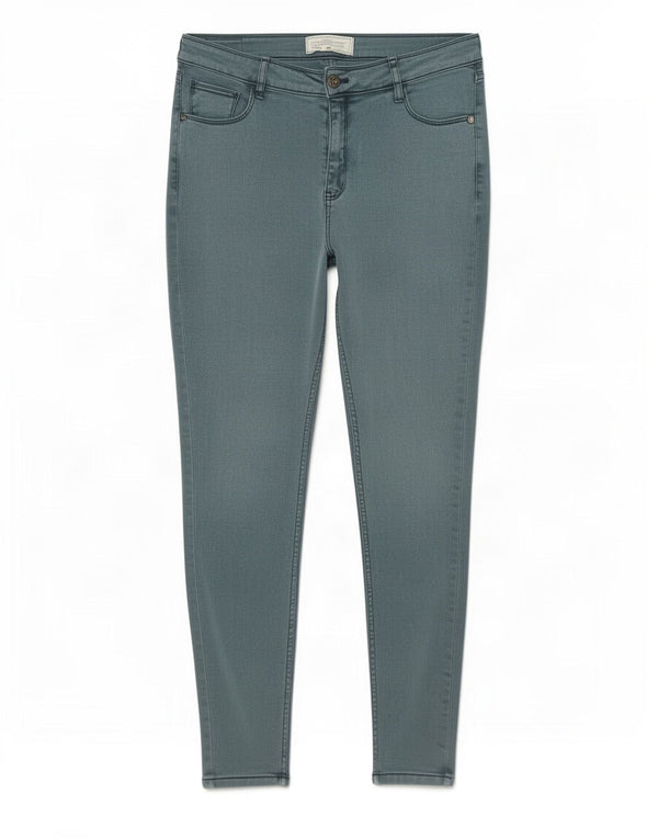 Calça jeans skinny feminina Fat Face UK 12 médio W30 L27 algodão verde