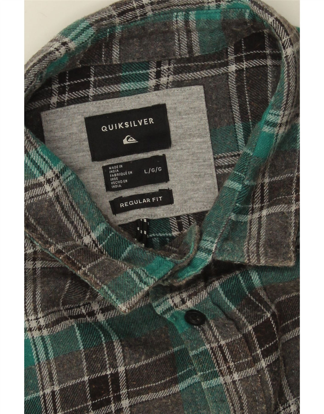 Camisa masculina de flanela Quiksilver Regular Fit grande algodão xadrez cinza