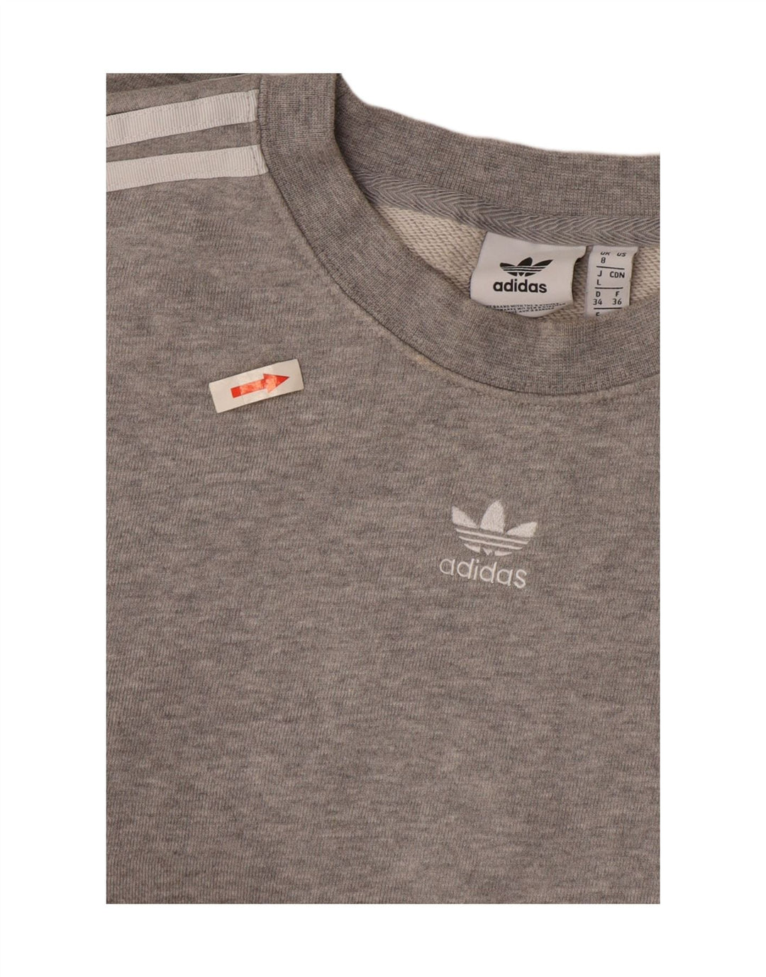 Adidas Womens Crop Oversized Moletom Jumper Reino Unido 8 Pequeno Algodão Cinza