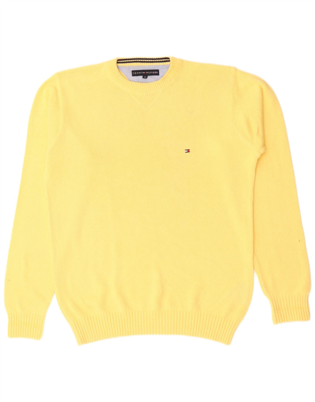 Suéter masculino TOMMY HILFIGER com gola redonda, algodão amarelo médio