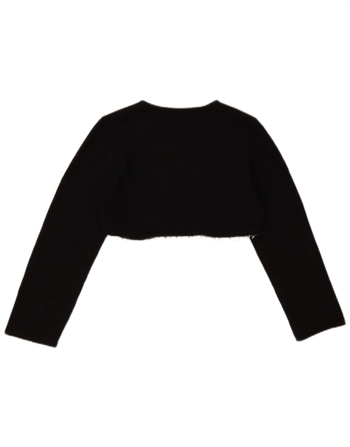 Zara Womens Long Sleeve Crop Top Reino Unido 10 Pequeno Preto