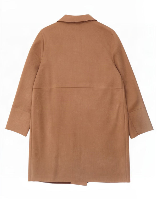 Sobretudo aberto feminino Zara UK 18 XL marrom poliéster