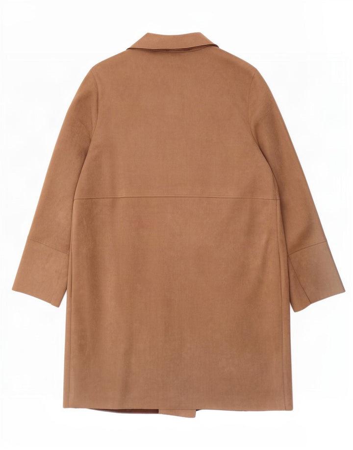 Sobretudo aberto feminino Zara UK 18 XL marrom poliéster