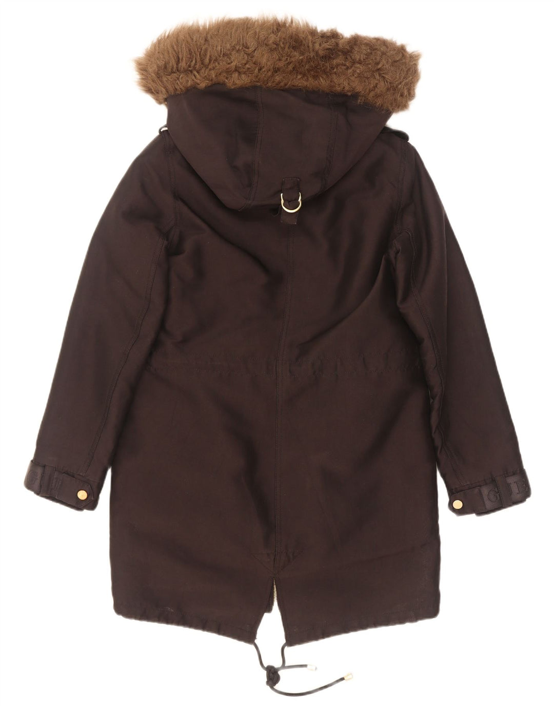 Guess Womens Graphic Hooded Parka Jacket UK 6 XS Poliéster Preto