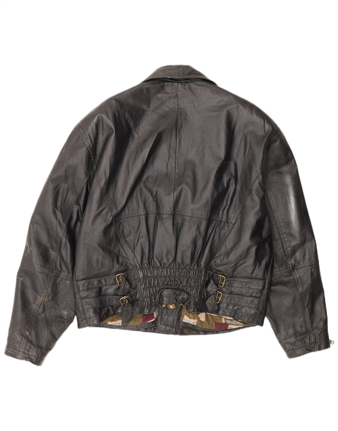 Jaqueta masculina vintage de couro para motociclista IT 50 média preta