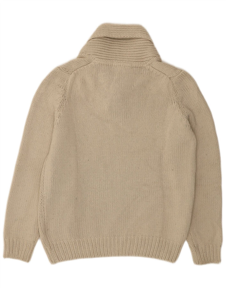 Zara Suéter masculino com gola xale grande acrílico bege