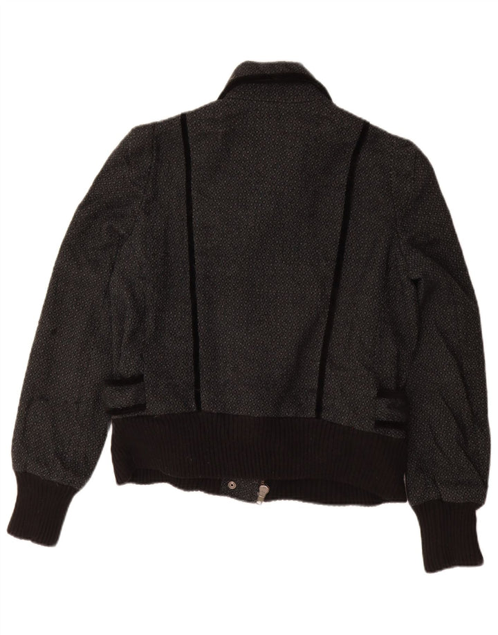 Jaqueta Bomber Feminina French Connection Loose Fit UK 10 Pequena Cinza Geométrica