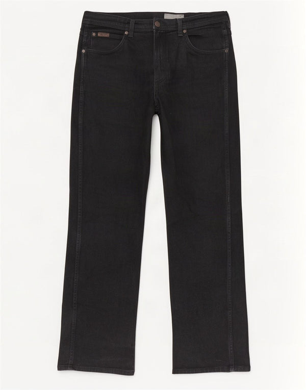 Wrangler Masculino Utah Straight Jeans W36 L34 Algodão Preto