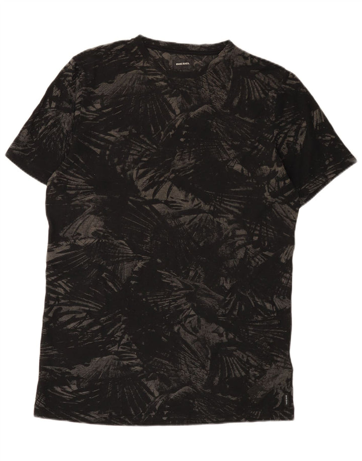 Diesel Camiseta Masculina Top Grande Poliéster Floral Preto