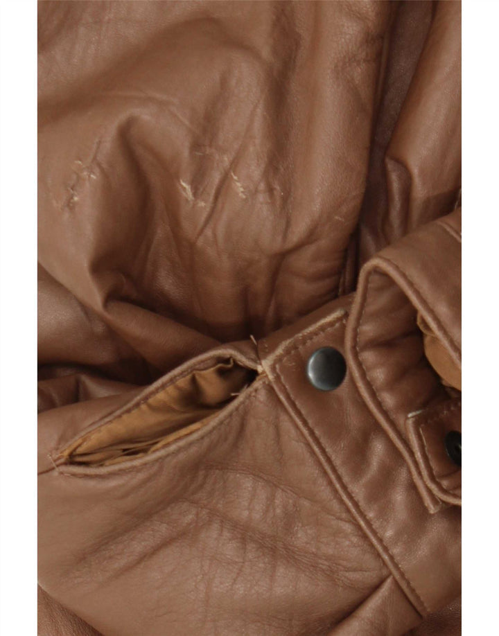 Jaqueta de couro masculina vintage IT 48 couro marrom médio