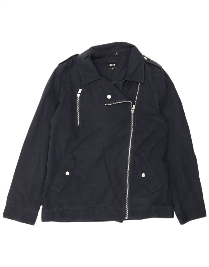 Jaqueta militar superdimensionada feminina Oasis UK 10 poliéster azul marinho pequeno