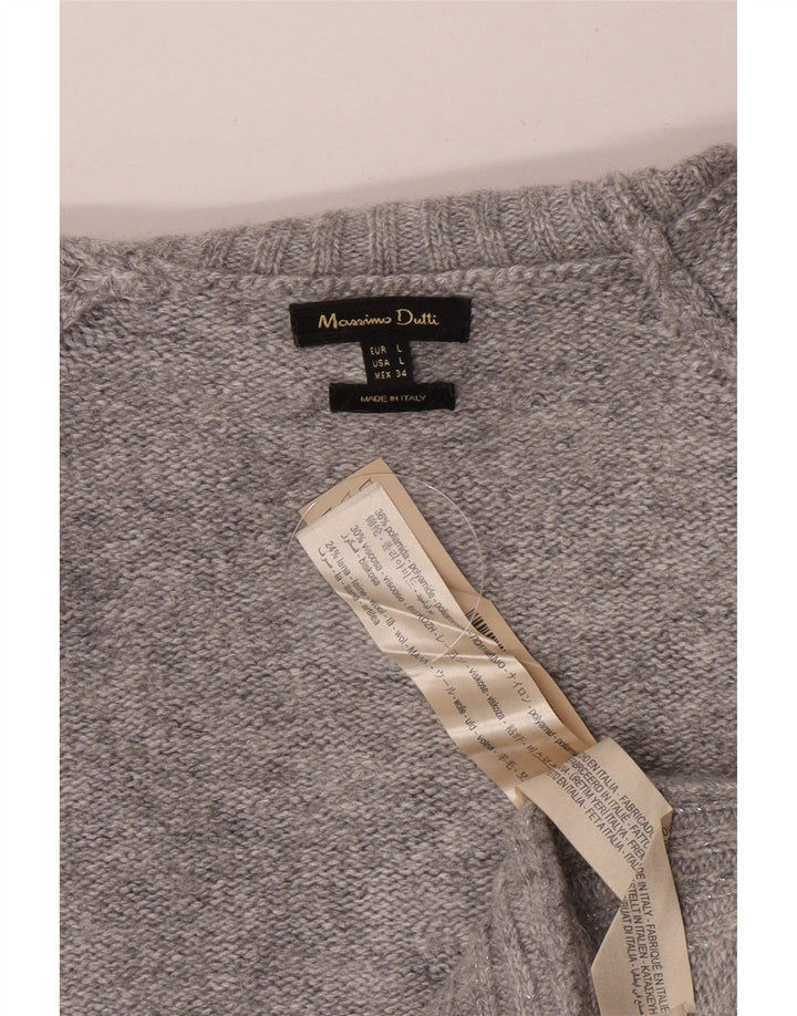 Suéter feminino Massimo Dutti com gola tartaruga Reino Unido 16 grande cinza poliamida