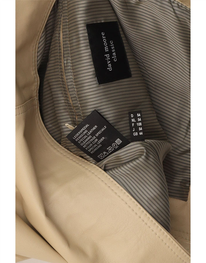 DAVID MOORE Colete masculino de couro clássico UK 44 2XL couro bege