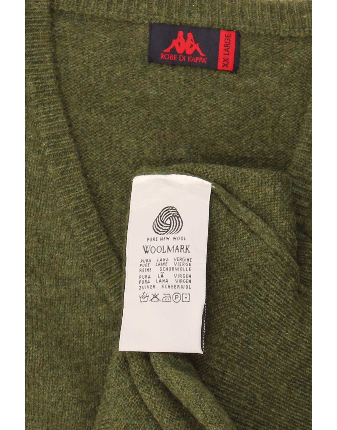 Suéter masculino Kappa com decote em V 2XL lã virgem cáqui