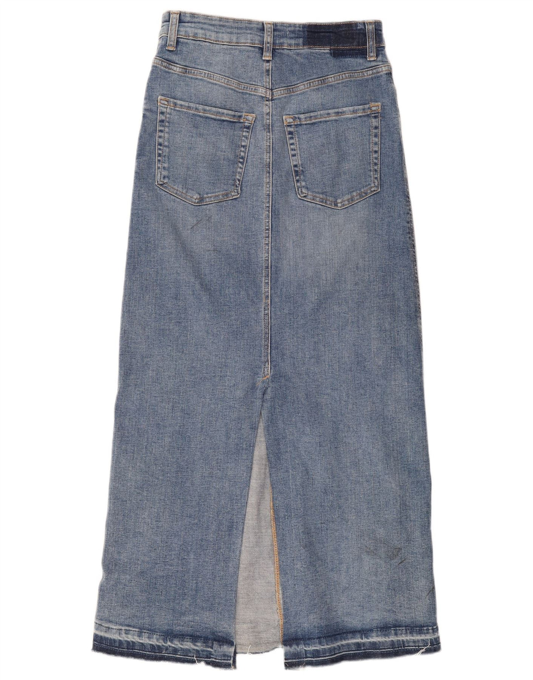 Saia jeans midi feminina Zara pequena W26 algodão azul