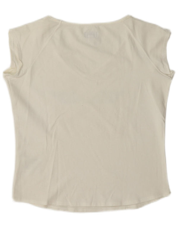 Armani Jeans Camiseta Feminina Crop Graphic Top Reino Unido 10 Pequeno Algodão Branco