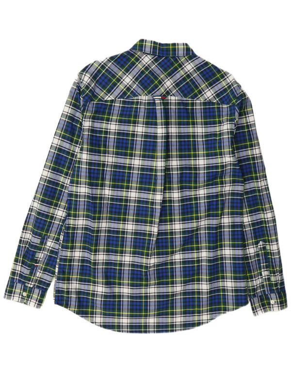 Camisa masculina de flanela Tommy Hilfiger grande algodão xadrez azul