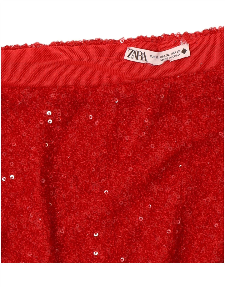 Calça quente feminina ZARA XL W36 vermelha
