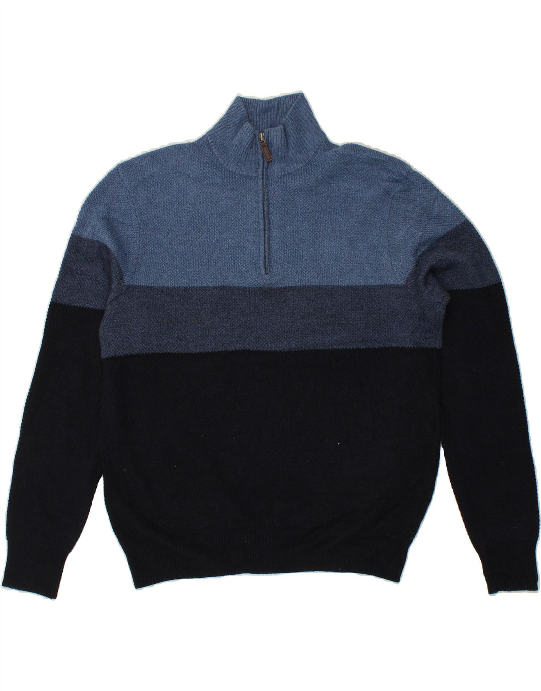 DOCKERS Mens Zip Neck Jumper Sweater Medium Blue Colourblock Acrylic Vintage Dockers and Second-Hand Dockers from Messina Hembry 