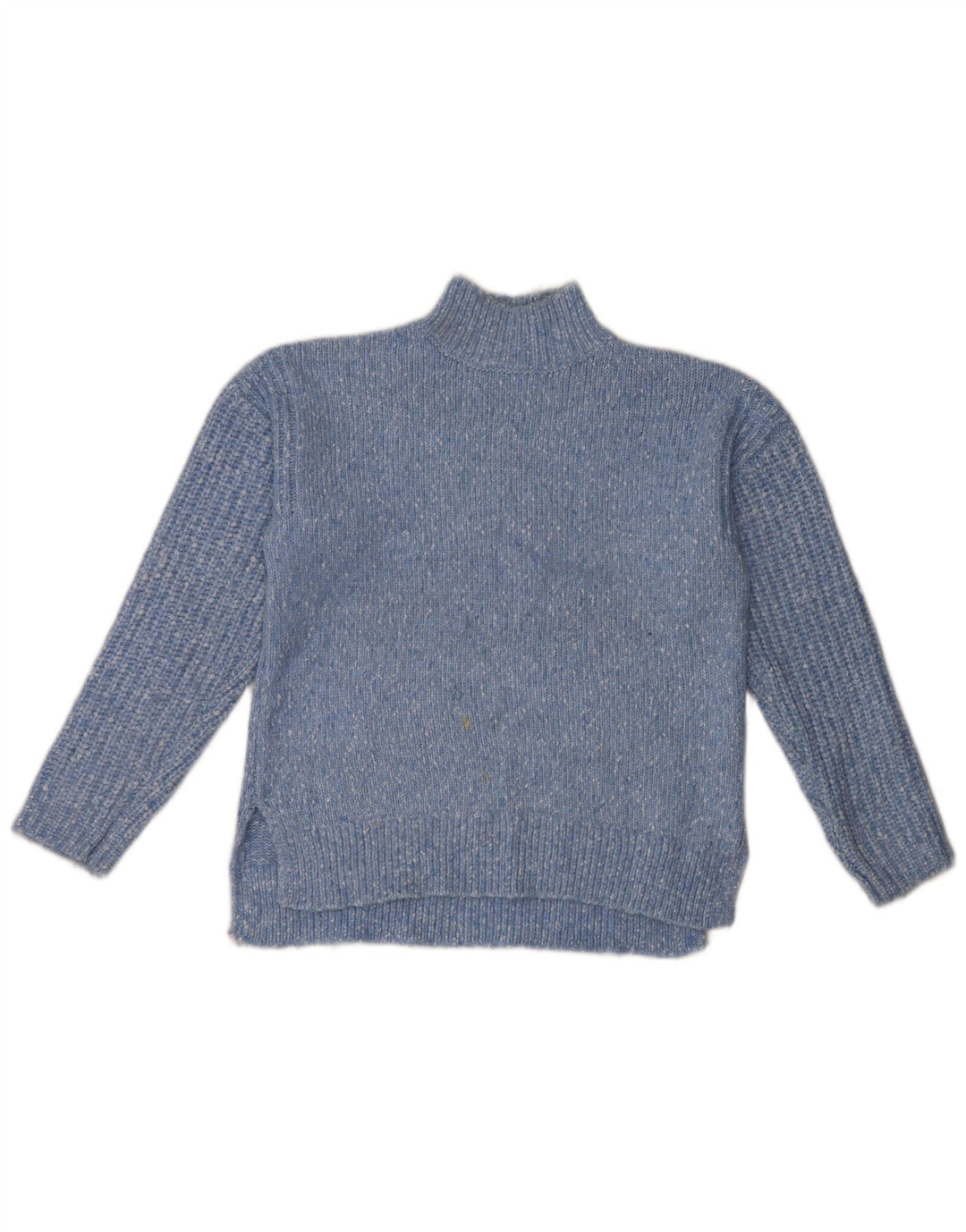 Suéter feminino Marks & Spencer com gola tartaruga Reino Unido 14 médio azul manchado