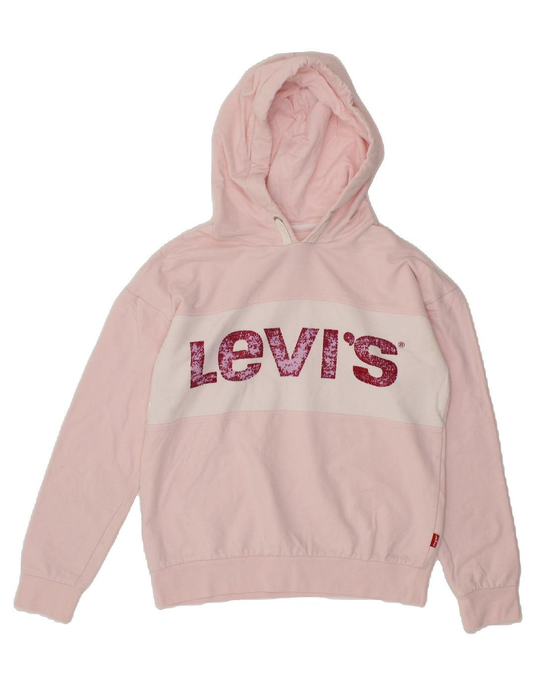 LEVI'S Girls Graphic Hoodie Jumper 15-16 Years Pink Cotton Vintage Levi's and Second-Hand Levi's from Messina Hembry 